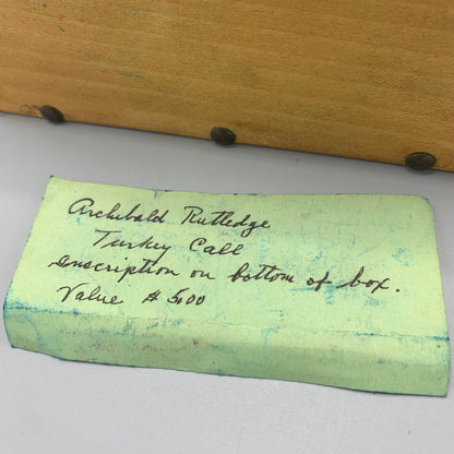 Archibald Rutledge - Vintage Box Turkey Call